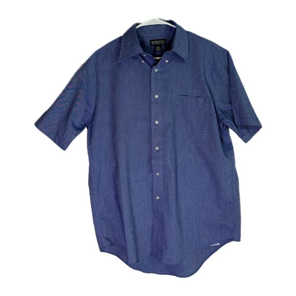 Lands End Blue Short-Sleeve Button Down Shirt, Size 16 - Picture 2 of 5